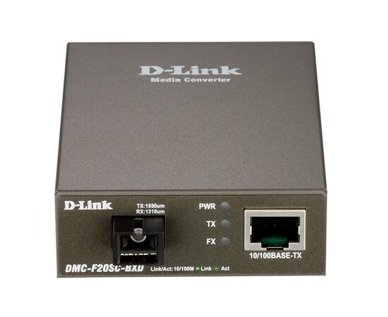 WDM медиаконвертер D-Link DMC-F20SC-BXD/A1A с 1 портом 10/100Base-TX и 1 портом 100Base-FX с разъемом SC (ТХ: 1550 нм; RX: 1310 нм) для одномодового оптического кабеля (до 20 км), фото 