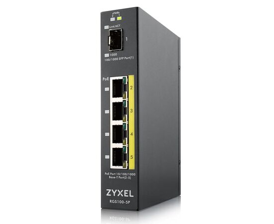 Коммутатор ZyXEL RGS100-5P 4-PoE Неуправляемый 5-ports, RGS100-5P-ZZ0101F, фото 