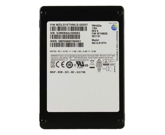 SSD диск для сервера Samsung PM1633a 15.36ТБ 2.5" SAS 12Gb/s TLC MZILS15THMLS-00007, фото 
