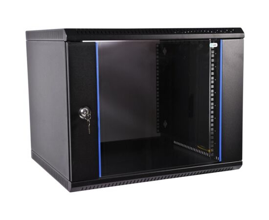 Шкаф настенный ЦМО ШРН-Э-6.500-9005 6U 520 мм дверь стекло, черный, фото 