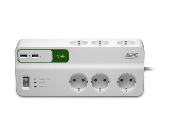 Сетевой фильтр APC by Schneider Electric Essential SurgeArrest 2 м Белый, PM6U-RS, фото 