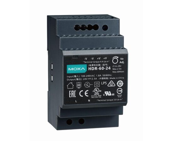 MOXA HDR-60-24 Блок питания для монтажа на DIN-Rail, 24В DC, 60Вт, -30..+70C, фото 