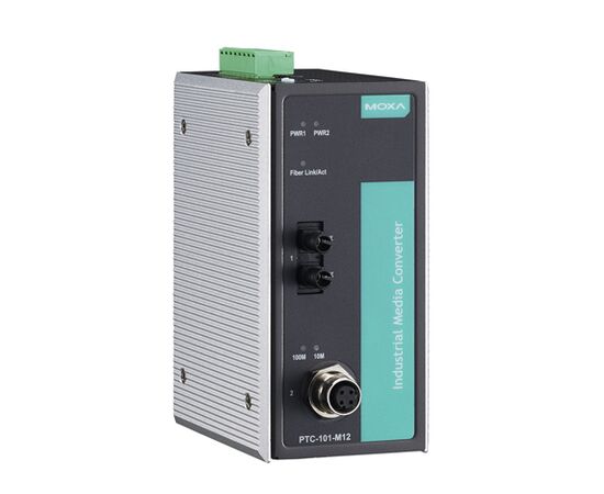 Промышленный конвертер Ethernet MOXA PTC-101-M12-S-ST-LV-CT-T, фото 