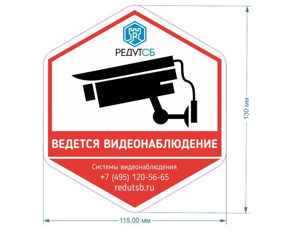 Опция для видеонаблюдения RDT Наклейка информационная "Ведется видеонаблюдение". Брендированная, фото 