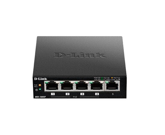 Коммутатор D-Link DES-1005P с 5 портами 10/100Base-TX (4 порта PoE), фото , изображение 2