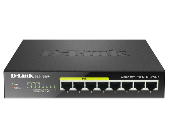 Коммутатор D-Link DGS-1008P с 8 портами 10/100/1000, фото , изображение 2