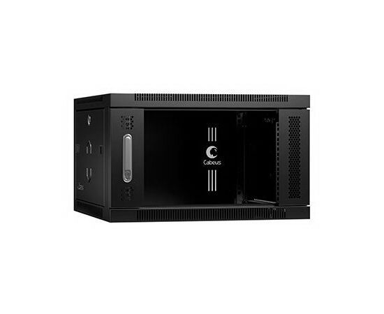 Cabeus SH-05F-6U60/45-BK Шкаф телекоммуникационный настенный 19" 6U 600x450x368mm (ШхГхВ) дверь стекло, фото 