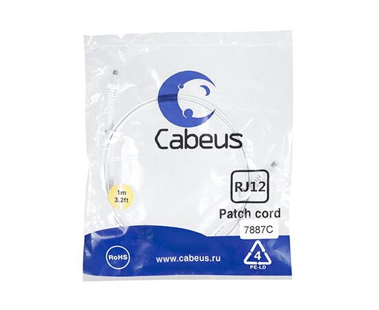 Cabeus PC-TEL-RJ12-1m Патч-корд телефонный 2х6р4с, фото 
