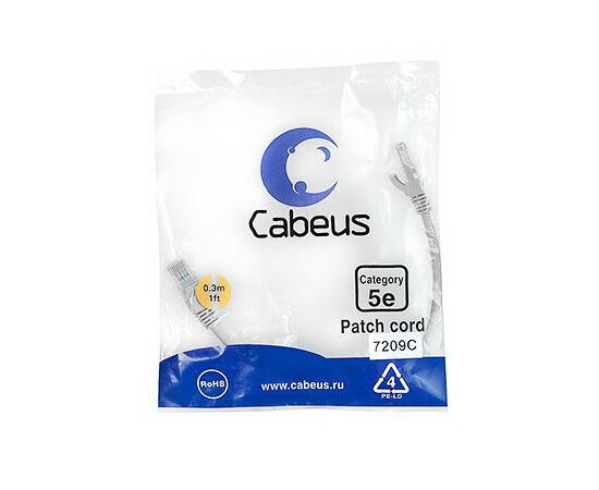 Cabeus PC-UTP-RJ45-Cat.5e-0.3m Патч-корд U/UTP, фото 