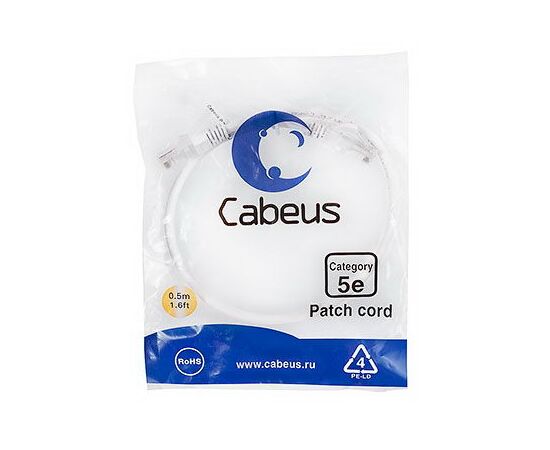 Cabeus PC-UTP-RJ45-Cat.5e-0.5m-WH Патч-корд U/UTP, фото 