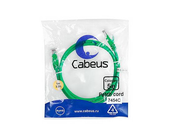 Cabeus PC-UTP-RJ45-Cat.5e-1m-GN Патч-корд U/UTP, фото 