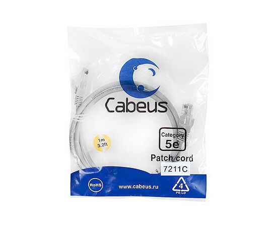 Cabeus PC-UTP-RJ45-Cat.5e-1m Патч-корд U/UTP, фото 