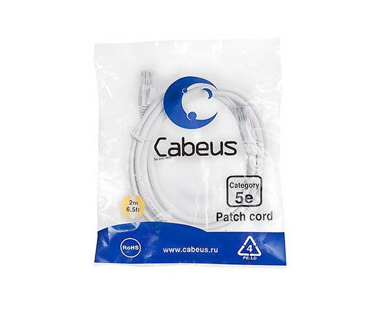 Cabeus PC-UTP-RJ45-Cat.5e-2m-WH-LSZH Патч-корд U/UTP, фото 