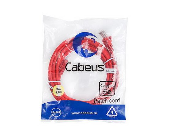 Cabeus PC-UTP-RJ45-Cat.5e-3m-RD-LSZH Патч-корд U/UTP, фото 