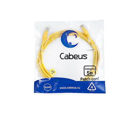 Cabeus PC-UTP-RJ45-Cat.5e-3m-YL Патч-корд U/UTP, фото 