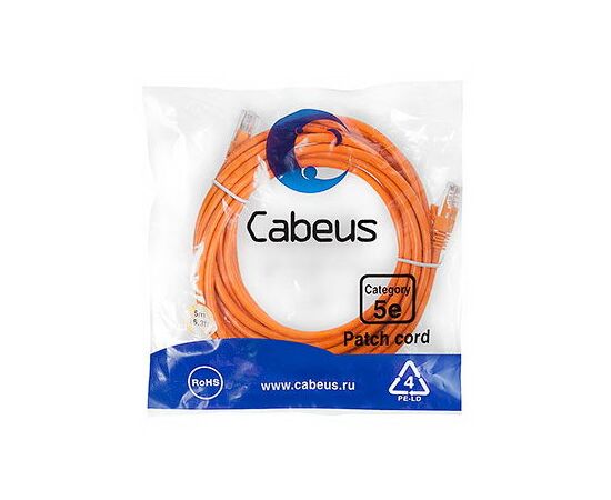 Cabeus PC-UTP-RJ45-Cat.5e-5m-OR Патч-корд U/UTP, фото 