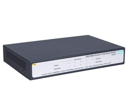 Коммутатор HPE OfficeConnect 1420 5 x 1Гб порты PoE+ (32W) Switch JH328A, фото 