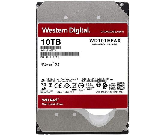 Жесткий диск WD Red SATA III (6Gb/s) 3.5" 10TB, WD101EFAX, фото 