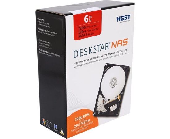 Диск HDD HGST Deskstar NAS SATA III (6Gb/s) 3.5" 6TB, 0S04007, фото 