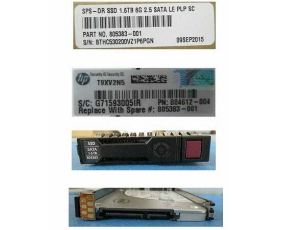 SSD диск HPE 805383-001 1.6TB 2.5in DS SATA-6G SC Mixed Use, фото 