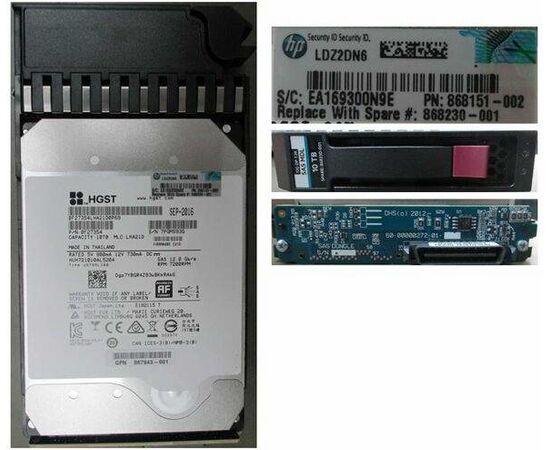 Жесткий диск для сервера Hewlett Packard Enterprise 10 ТБ SAS 3.5" 7200об/мин, 12Gb/s, 868230-001, фото 