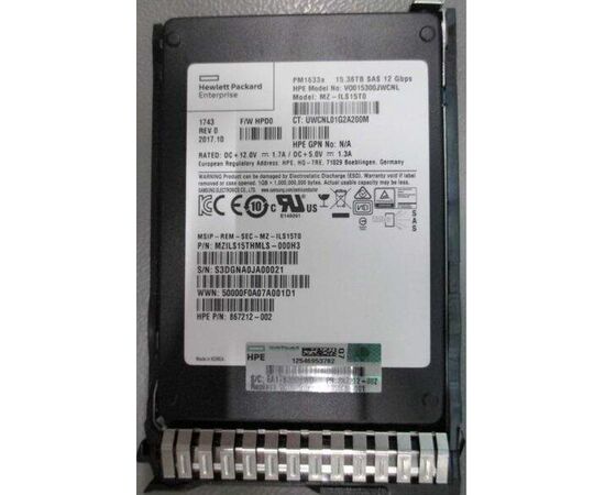 SSD диск HPE 870148-B21 15.3TB 2.5in DS SAS-12G SC Read Intensive, фото 