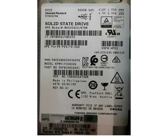 SSD диск HPE P04529-B21 800GB 3.5in DS SAS-12G SCC Mixed Use, фото 