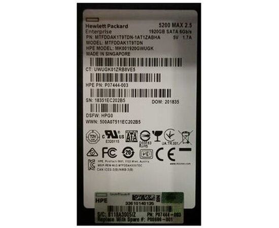 SSD диск HPE P07934-B21 1.92TB 3.5in DS SATA-6G LPC Mixed Use, фото 