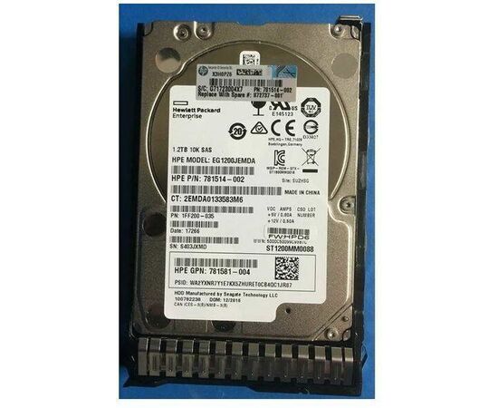 Жесткий диск для сервера Hewlett Packard Enterprise 1.2 ТБ SAS 2.5" 10000об/мин, 12Gb/s, 781581-004, фото 