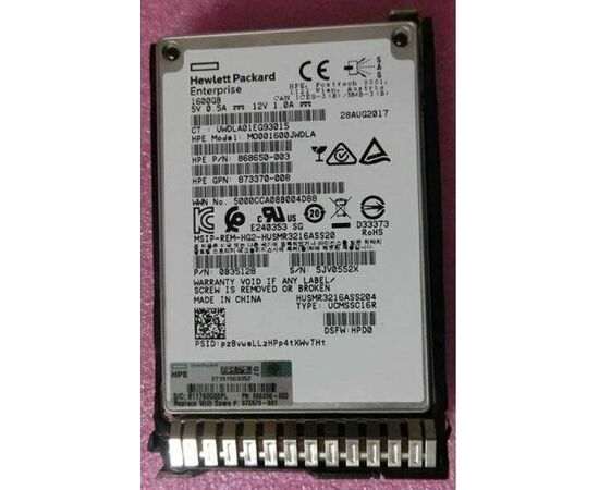 SSD диск HPE 873370-008 1.6TB 2.5in DS SAS-12G SC Mixed Use, фото 