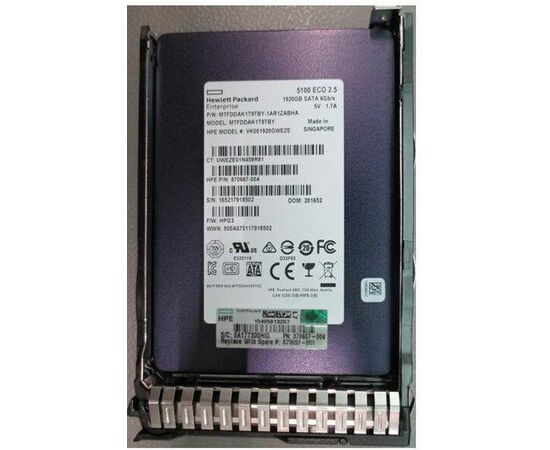 SSD диск HPE 875657-001 1.92TB 2.5in DS SATA-6G SC Read Intensive, фото 