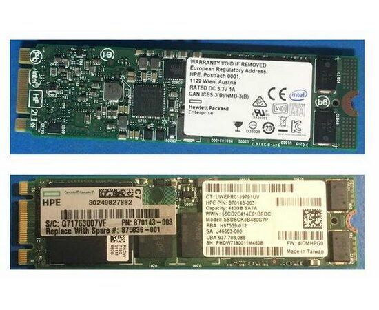 SSD диск HPE 875836-001 480GB DS SATA-6G Read Intensive G9 G10 M.2 SSD, фото 