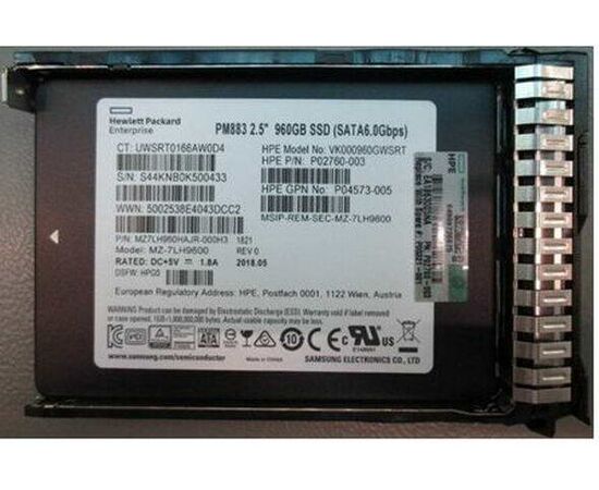 SSD диск HPE P04573-005 960GB 2.5in DS SATA-6G SC Read Intensive, фото 