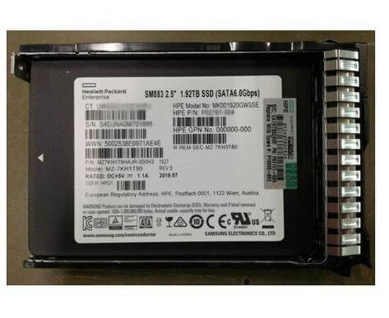 SSD диск HPE P19695-001 1.92TB 2.5in DS SATA-6G SC MV Mixed Use G10 SSD, фото 