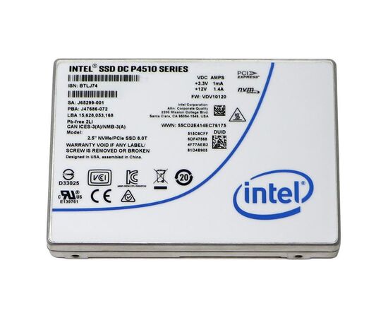 SSD диск для сервера Intel DC P4510 4ТБ 2.5" U.2 NVMe PCIe 3.1 x4 TLC SSDPE2KX040T801, фото 