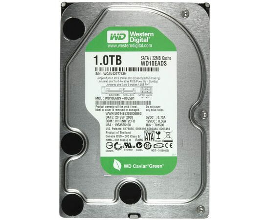 Жесткий диск для сервера WD 1ТБ SATA 3.5" 7200 об/мин, 3 Gb/s, WD10EADS, фото 