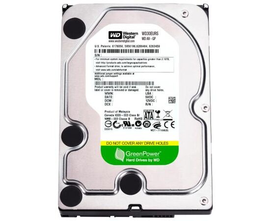 Жесткий диск для сервера WD 3ТБ SATA 3.5" 7200 об/мин, 3 Gb/s, WD30EURS, фото 