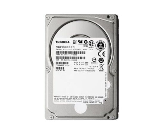 Жесткий диск для сервера Toshiba 600ГБ SAS 2.5" 10000 об/мин, 6 Gb/s, MBF2600RC, фото 