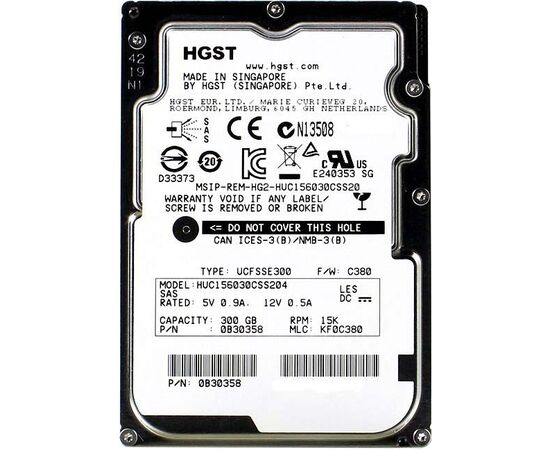 Жесткий диск для сервера HGST 300ГБ SAS 2.5" 15000 об/мин, 12 Gb/s, HUC156030CSS204, фото 