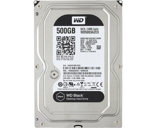 Жесткий диск для сервера WD 500ГБ SATA 3.5" 7200 об/мин, 6 Gb/s, WD5003AZEX, фото 