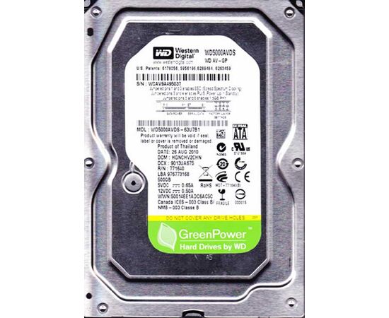 Жесткий диск для сервера WD 500ГБ SATA 3.5" 7200 об/мин, 3 Gb/s, WD5000AVDS, фото 