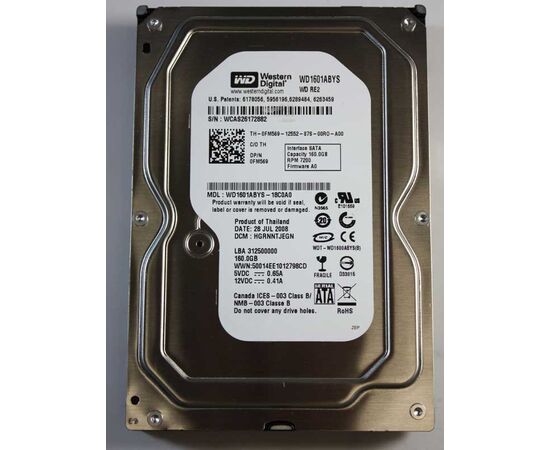 Жесткий диск для сервера WD 160ГБ SATA 3.5" 7200 об/мин, 3 Gb/s, WD1601ABYS, фото 
