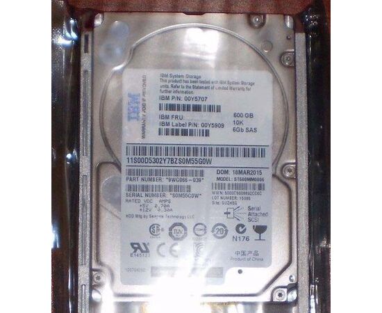 Жесткий диск для сервера IBM 600ГБ SAS 2.5" 10000 об/мин, 6 Gb/s, 00Y5909, фото 