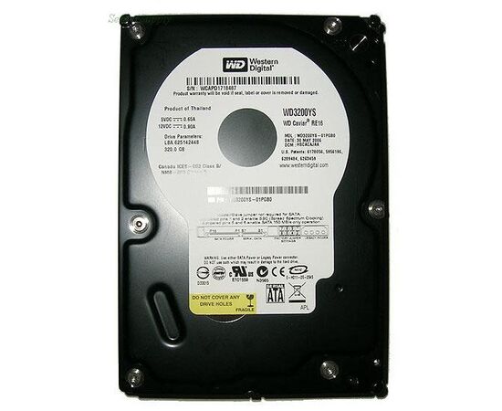 Жесткий диск для сервера WD 320ГБ SATA 3.5" 7200 об/мин, 3 Gb/s, WD3200YS, фото 