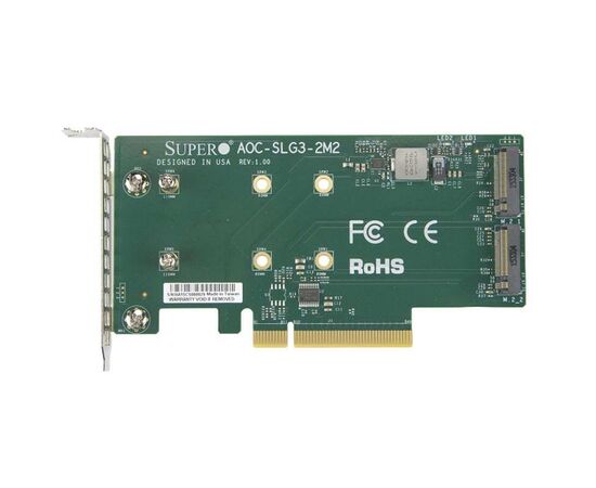 Модуль расширения Supermicro PCI-E Add-On Card for two M.2 NVMe SSDs, AOC-SLG3-2M2-O, фото 