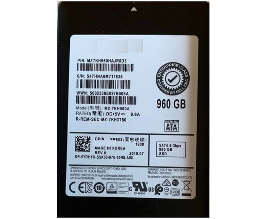 SSD диск для сервера Samsung SM883 960ГБ 2.5" SATA 6Gb/s MLC MZ7KH960HAJR0D3, фото 