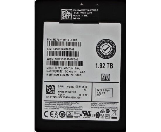 SSD диск для сервера Samsung PM883 1.92ТБ 2.5" SATA 6Gb/s TLC MZ-7LH1T9A, фото 