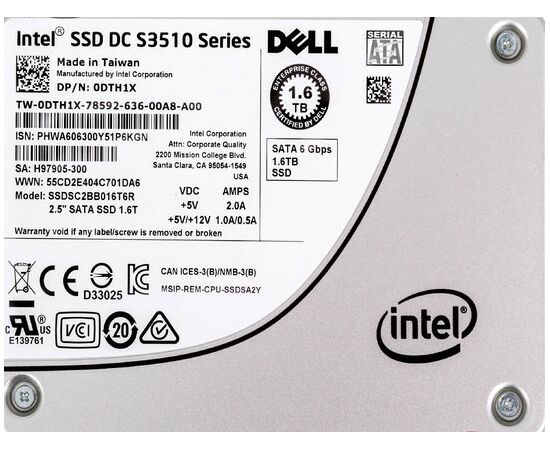 SSD диск для сервера Intel DC S3510 1.6ТБ 2.5" SATA 6Gb/s MLC SSDSC2BB016T6R, фото 