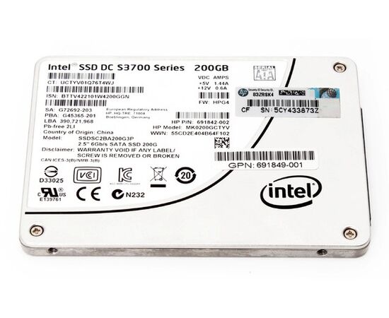 SSD диск для сервера Intel DC S3700 200ГБ 2.5" SATA 6Gb/s MLC SSDSC2BA200G3P, фото 