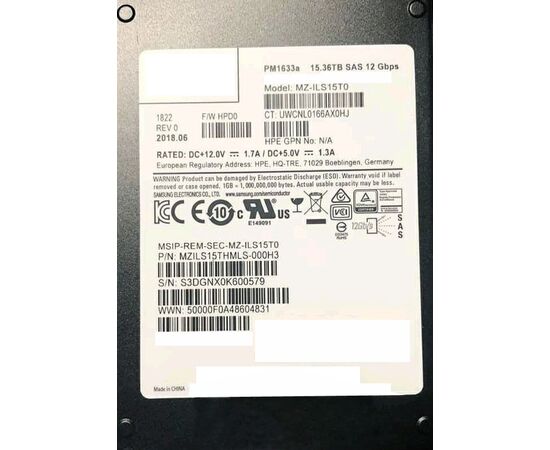 SSD диск для сервера Samsung PM1633a 15.36ТБ 2.5" SAS 12Gb/s TLC MZILS15THMLS-000H3, фото 